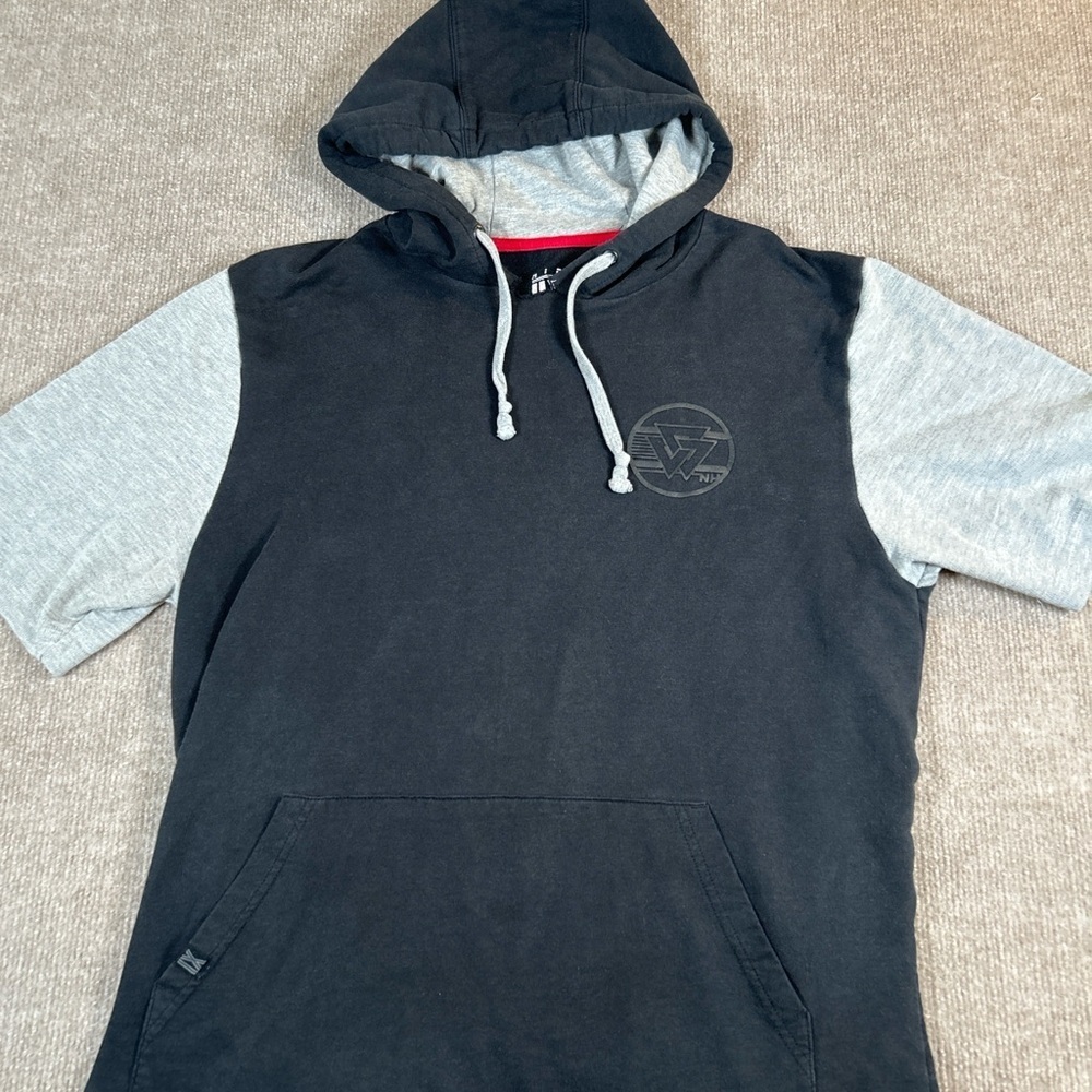Black and Gray Short Sleeve Hoodie